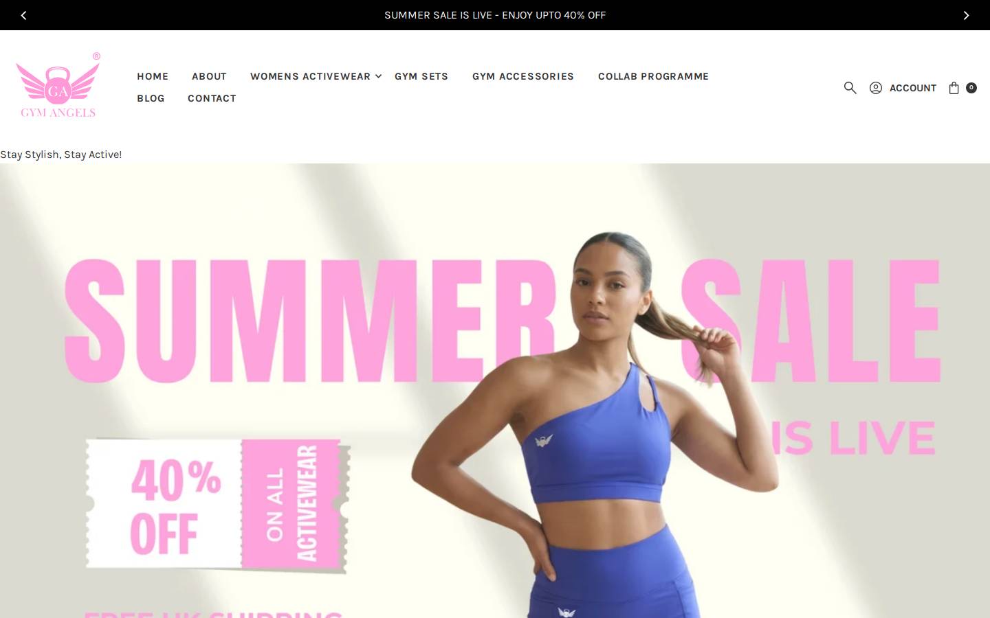 Shopgymangels homepage screenshot