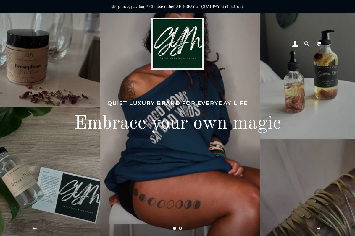 shopgypsyyogamama.com homepage screenshot