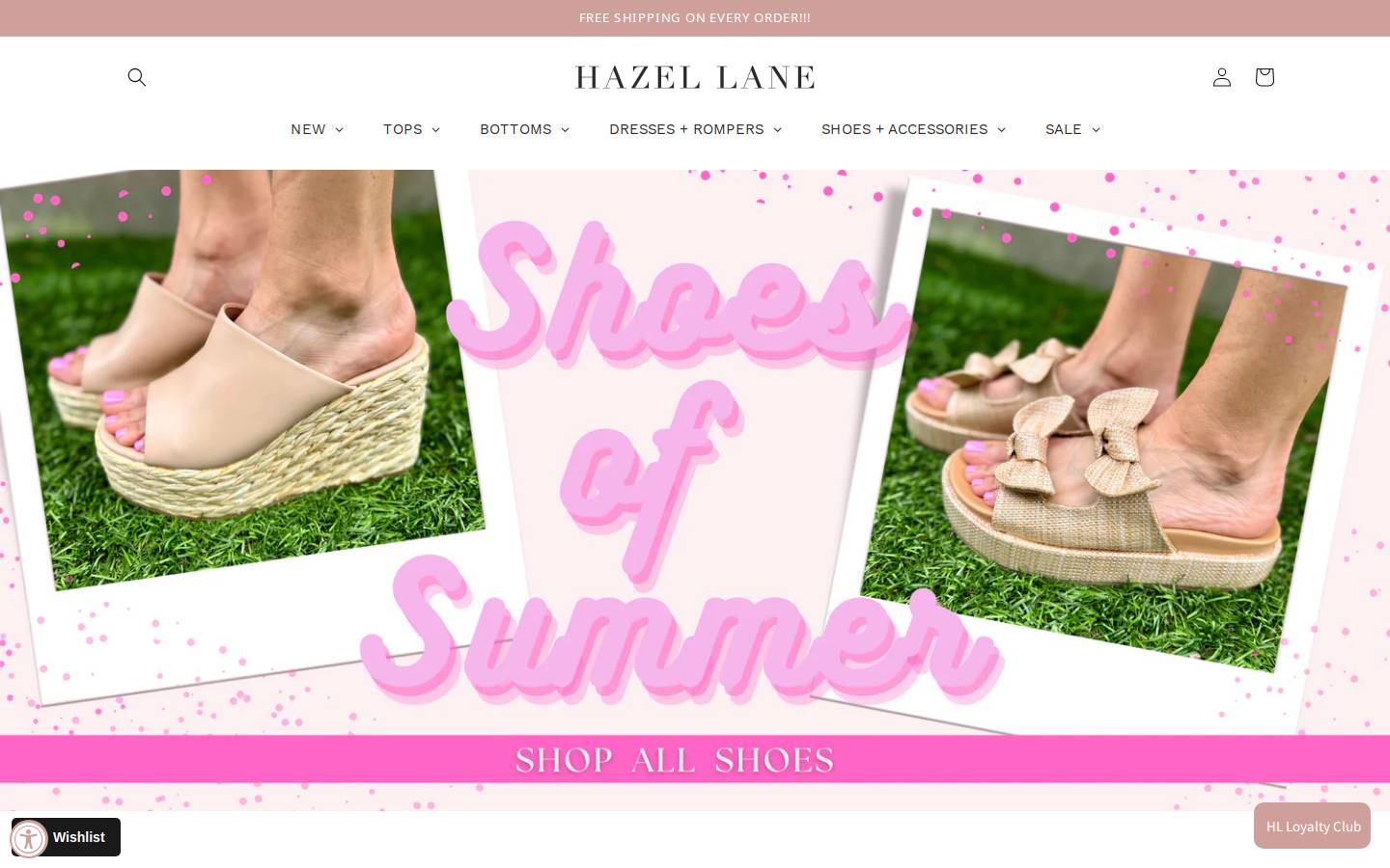 shophazellane.com homepage screenshot
