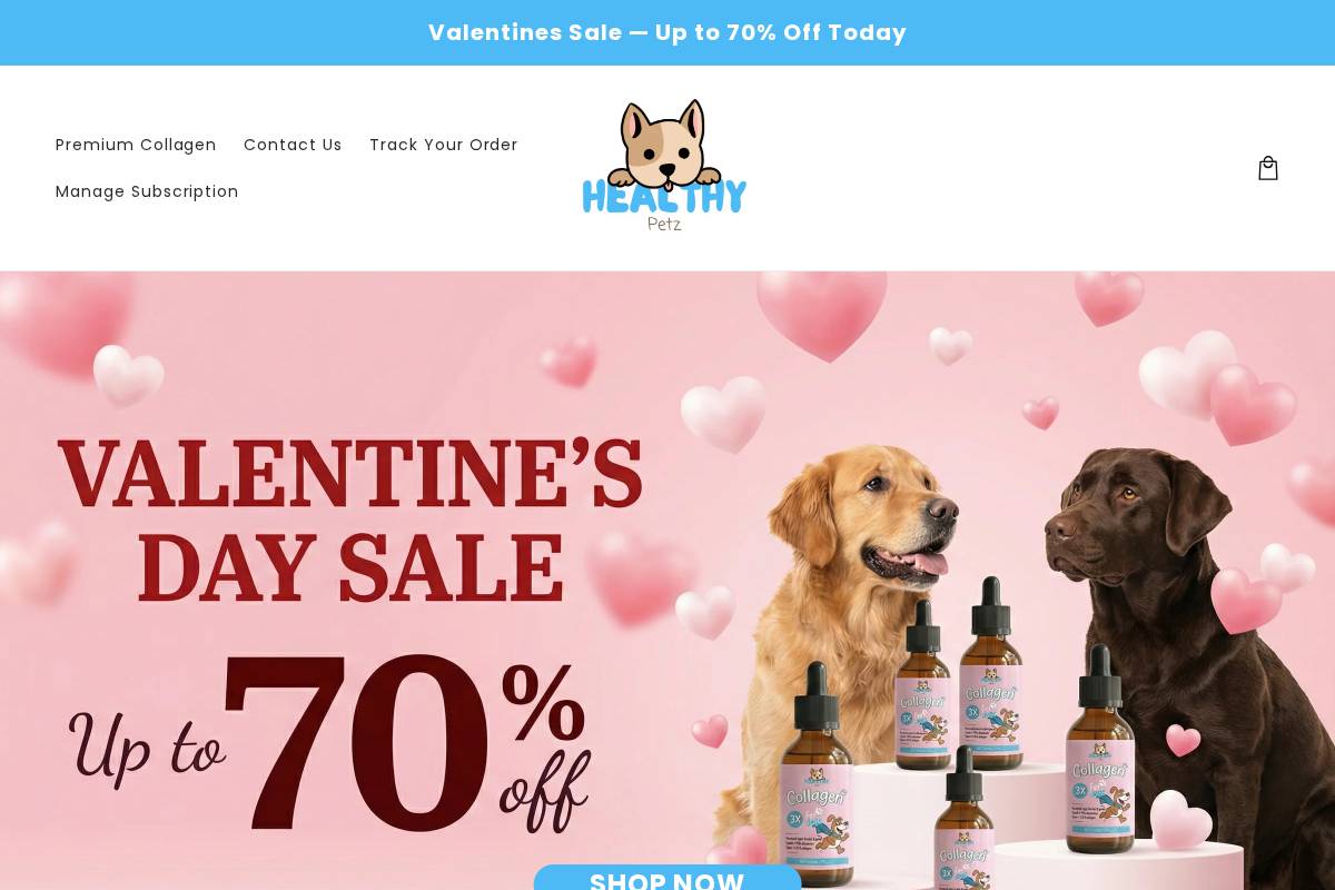 Shophealthypetz homepage screenshot