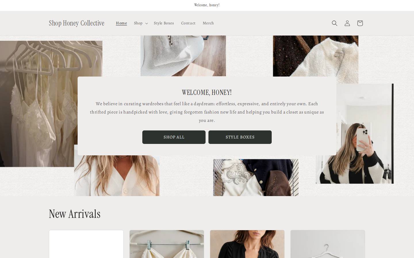 shophoneycollective.com homepage screenshot