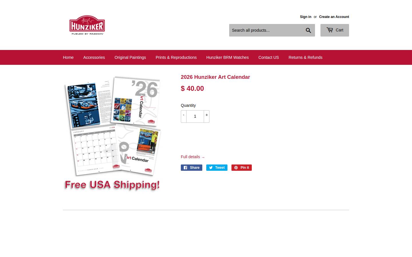 shophunziker.com homepage screenshot