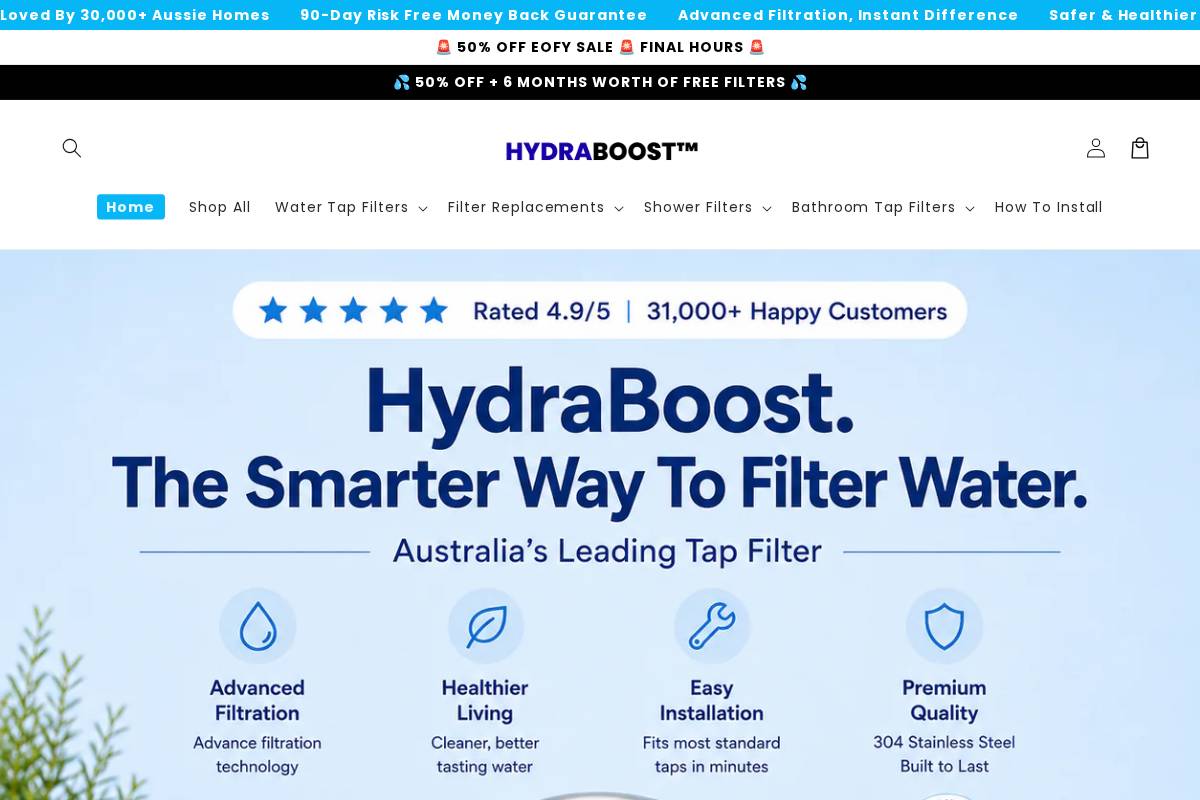 Shophydraboost homepage screenshot