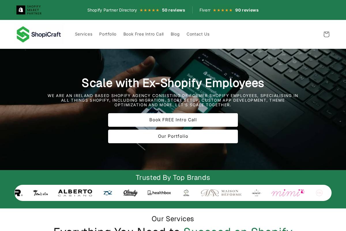 ShopiCraft homepage screenshot