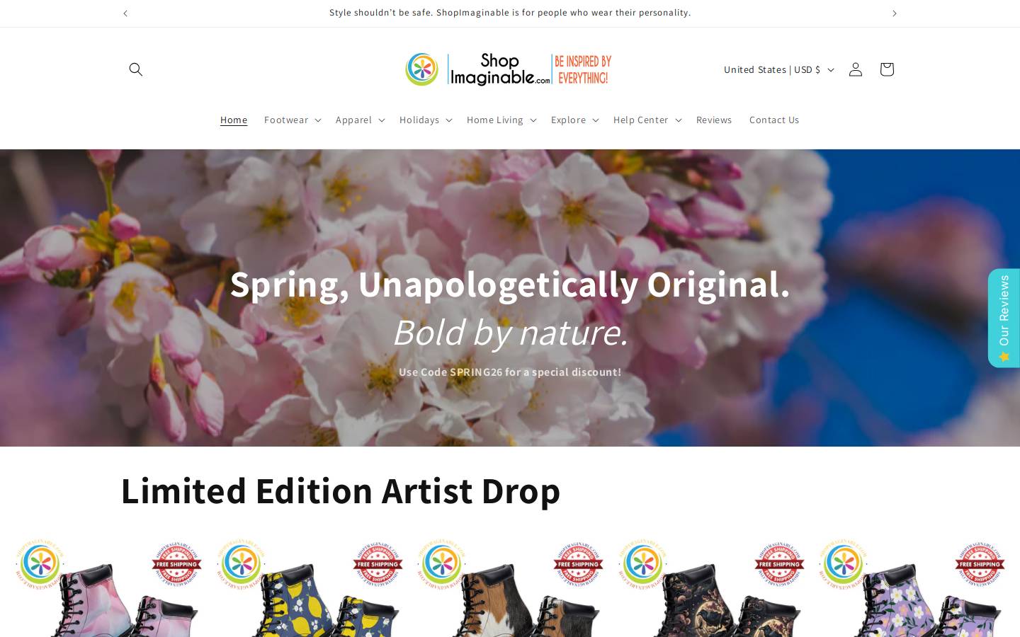 shopimaginable.com homepage screenshot