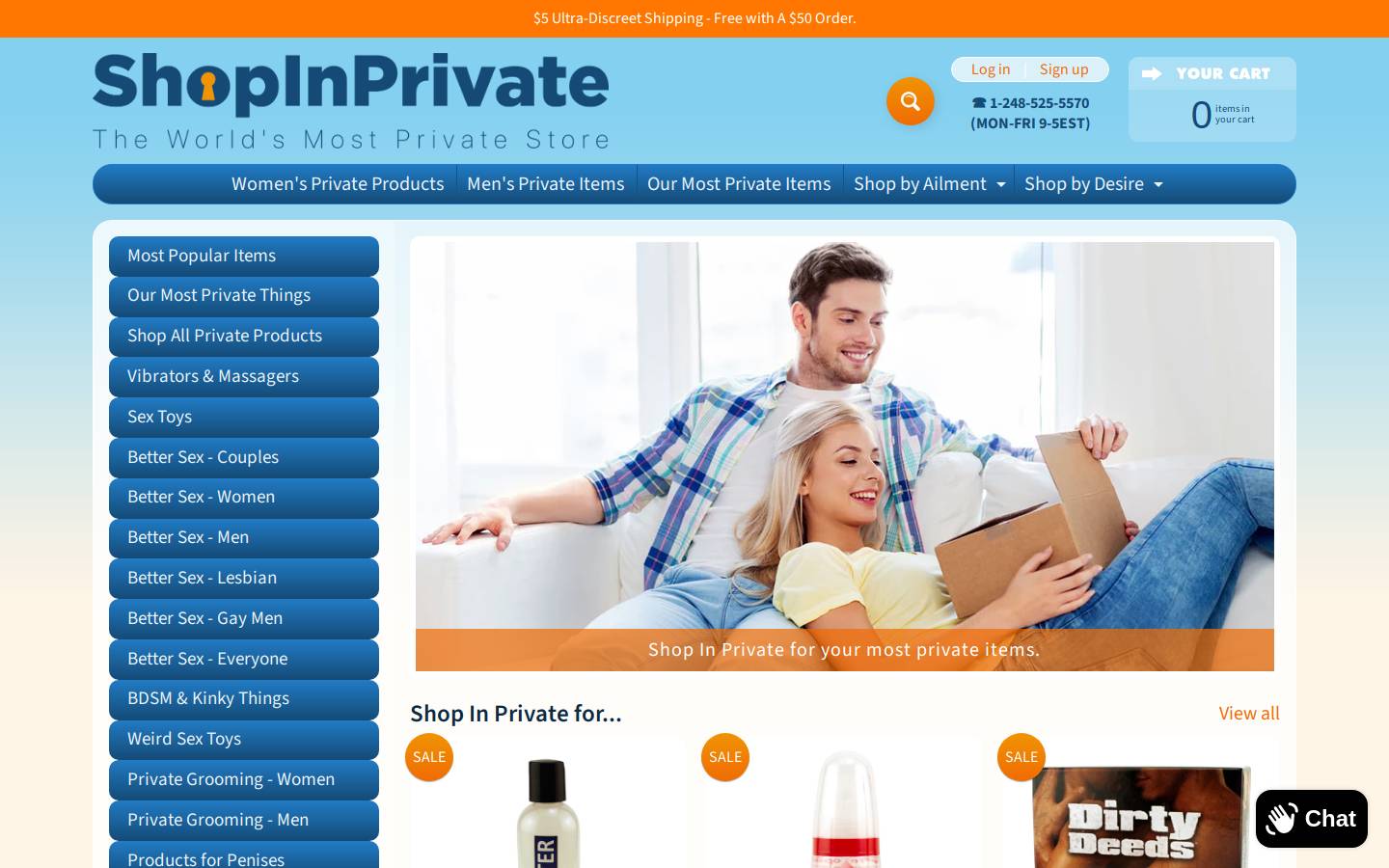 Shopinprivate homepage screenshot