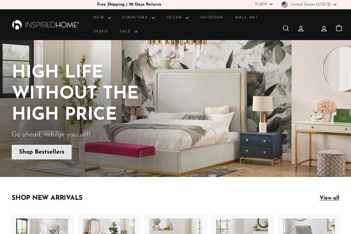 Inspired Home homepage screenshot