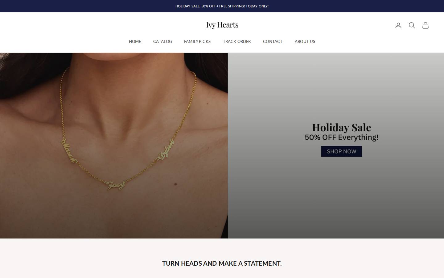 shopivyhearts.com homepage screenshot
