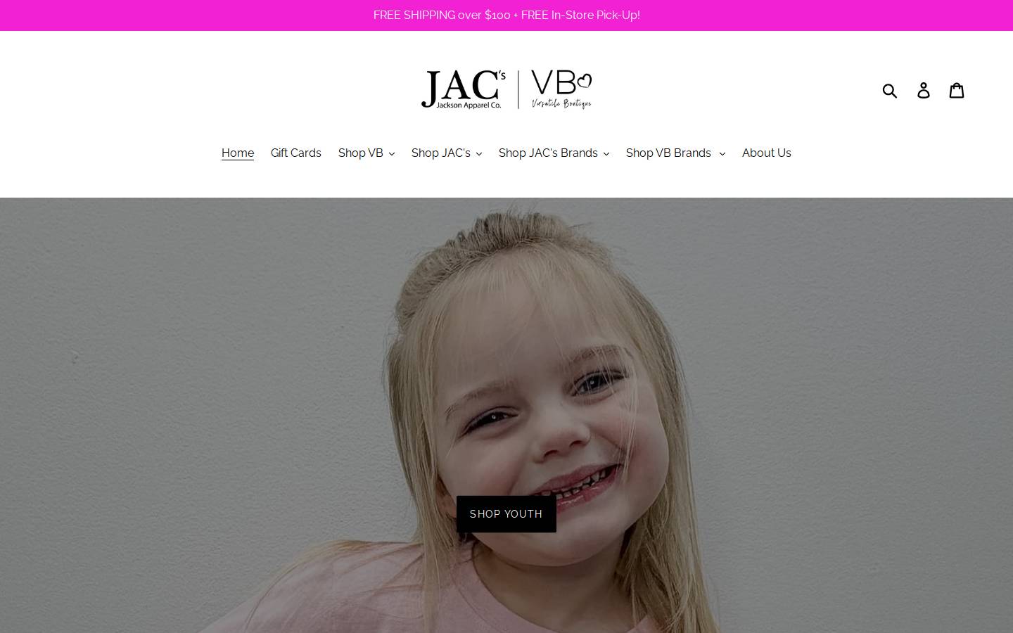 shopjacs.com homepage screenshot