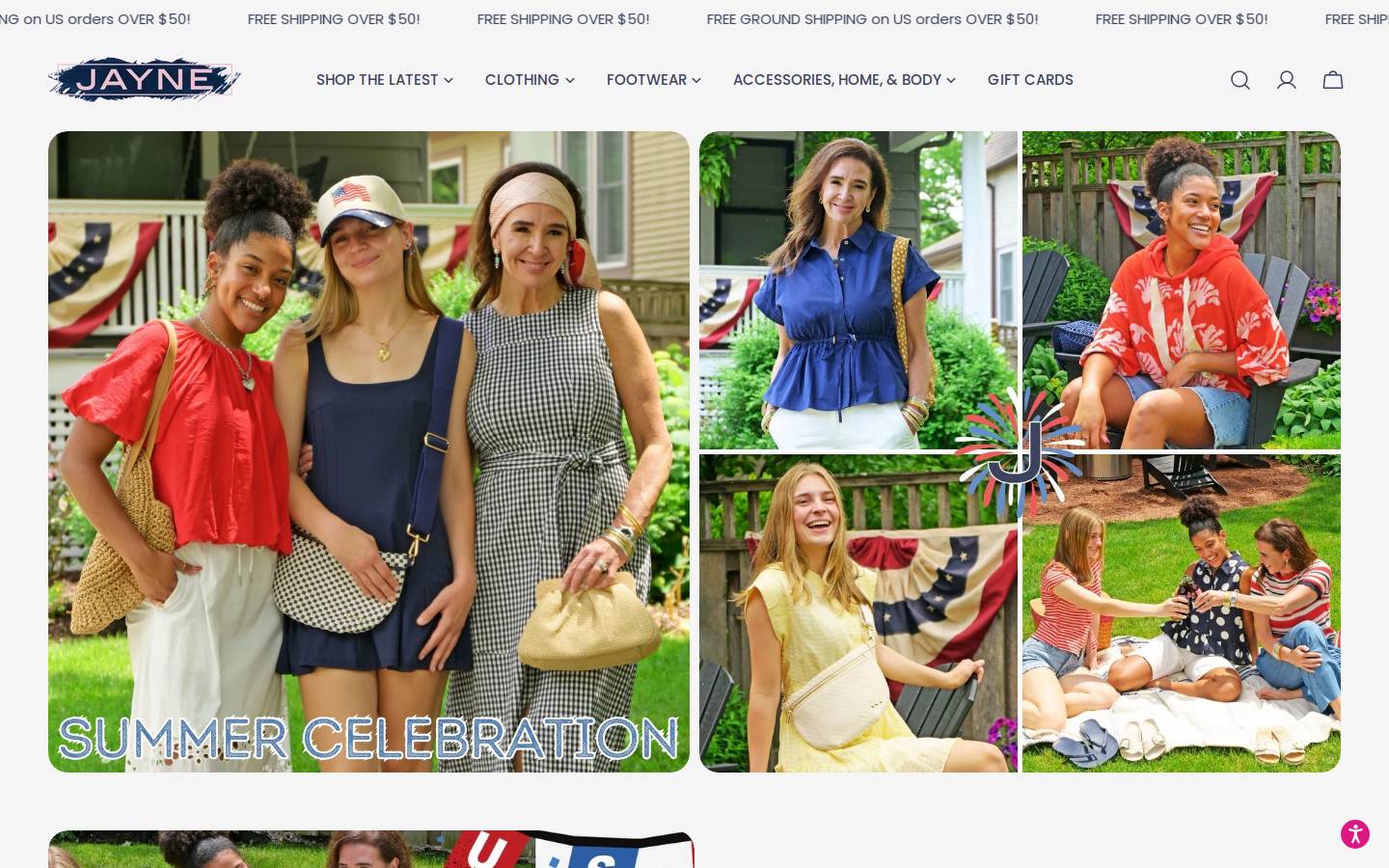 shopjayne.com homepage screenshot