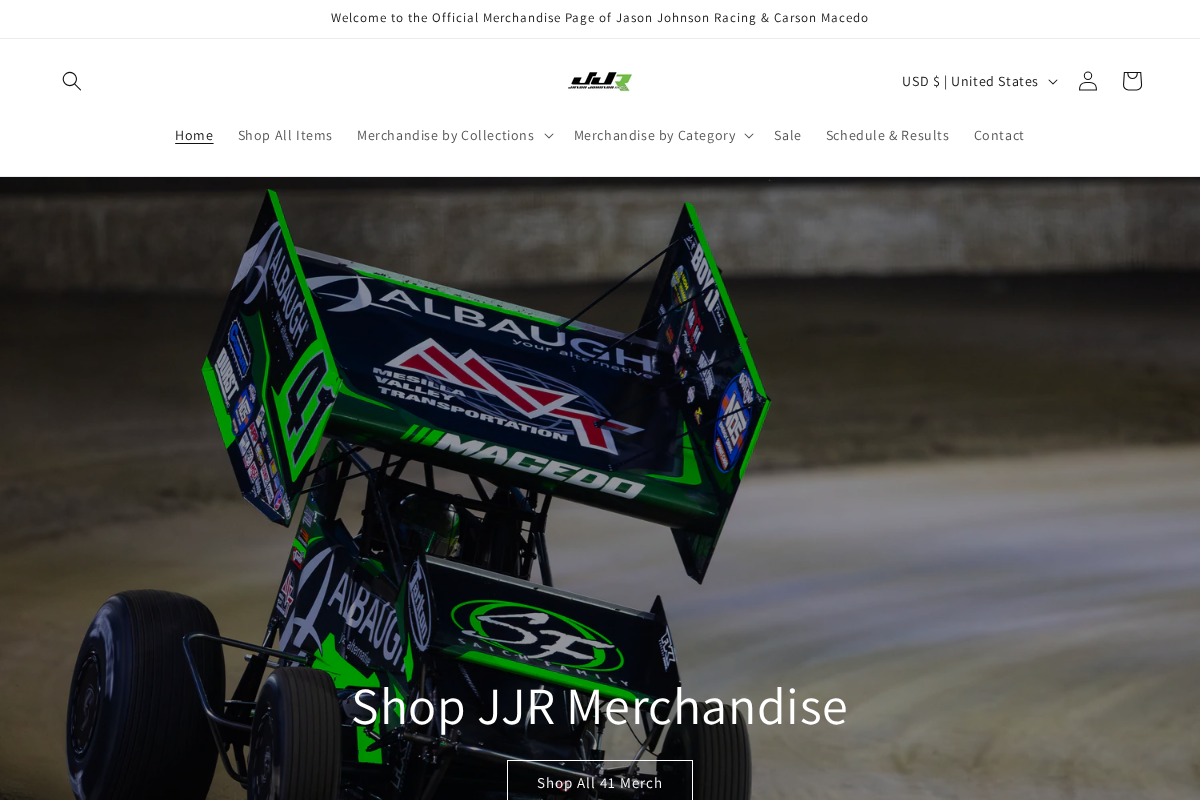 Jason Johnson Racing Merchandise homepage screenshot