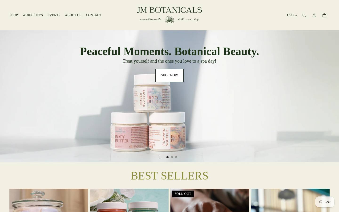 shopjmbotanicals.com homepage screenshot