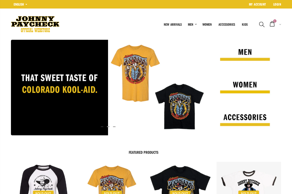 shopjohnnypaycheck.com homepage screenshot