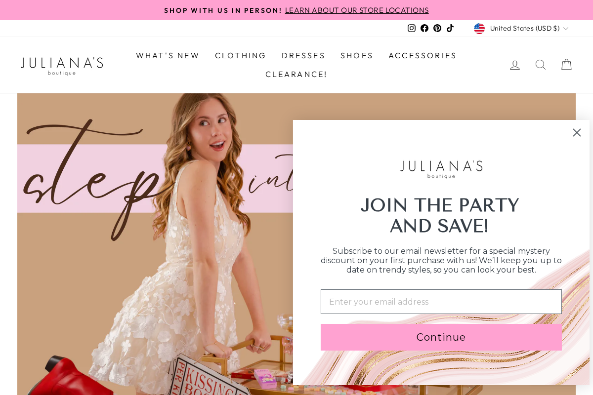 Juliana's Boutique homepage screenshot