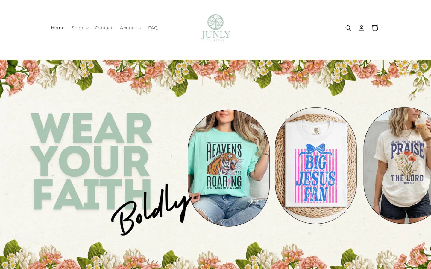 shopjunly.com homepage screenshot