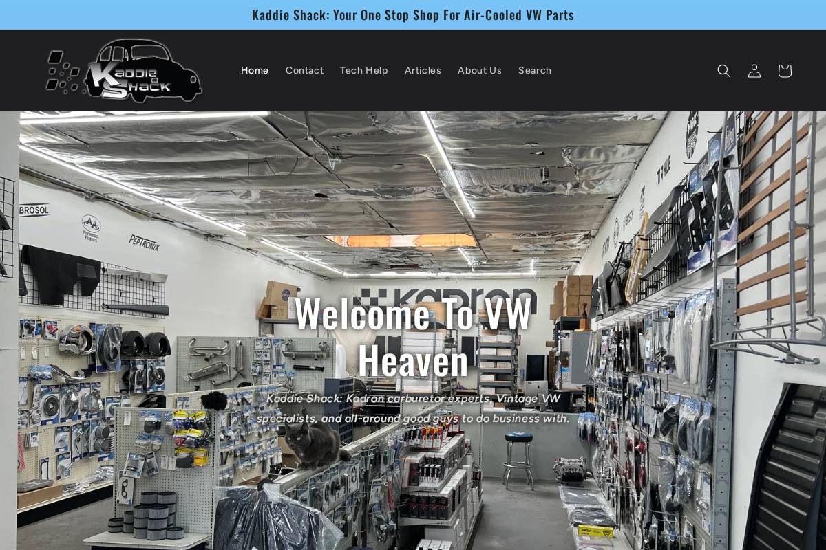 shopkaddieshack.com homepage screenshot