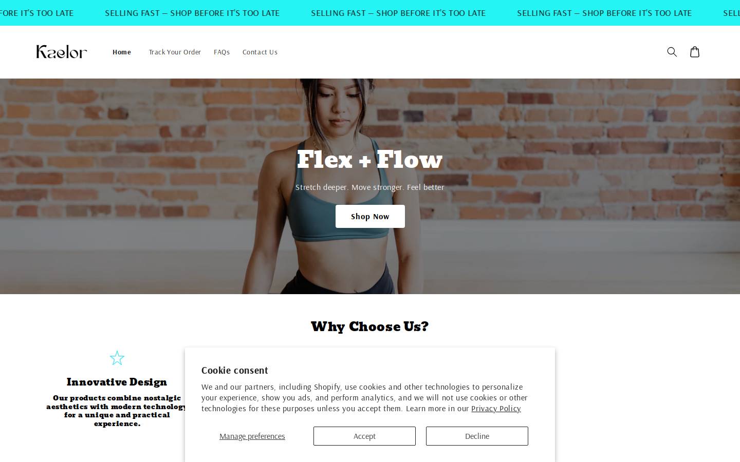 shopkaelor.org homepage screenshot