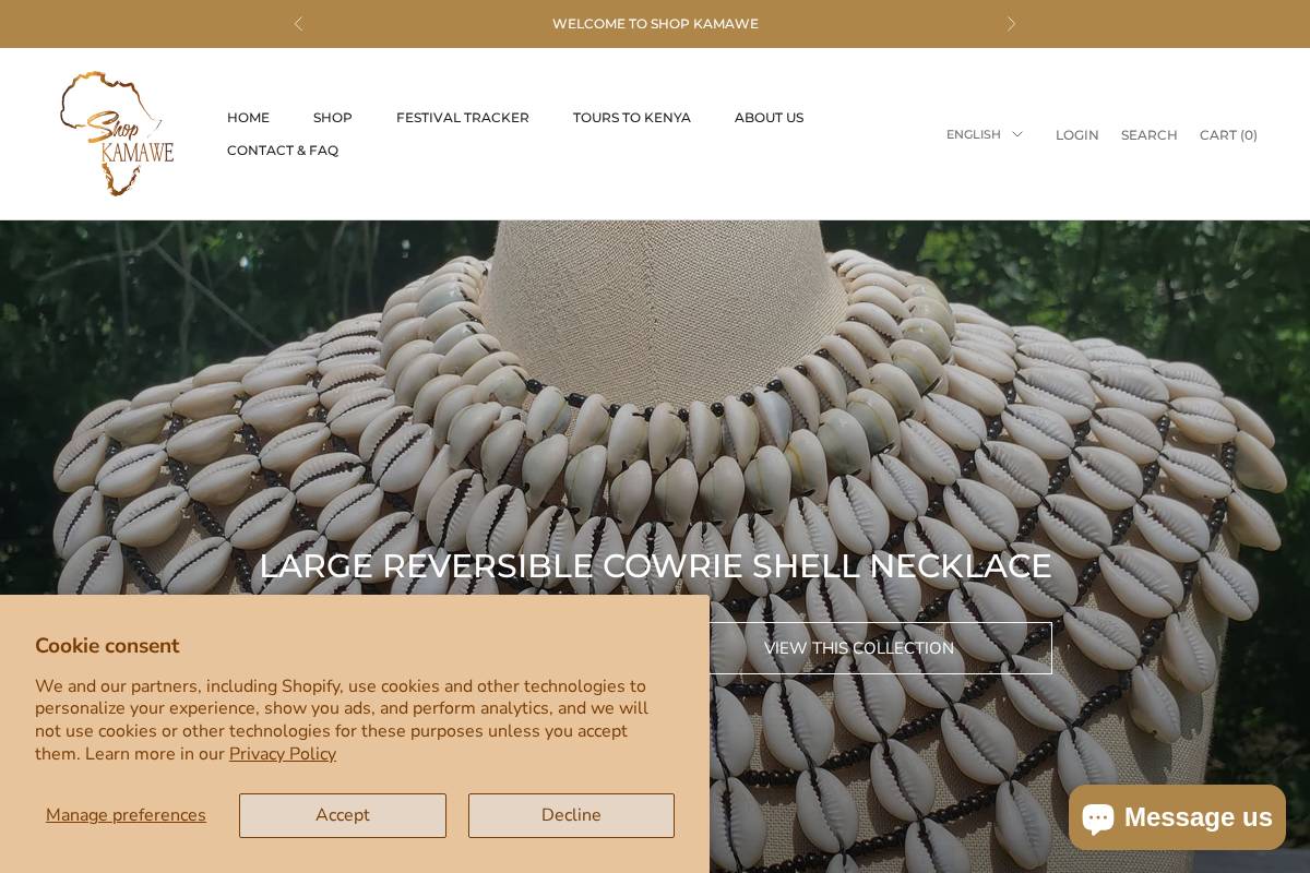shopkamawe.com homepage screenshot