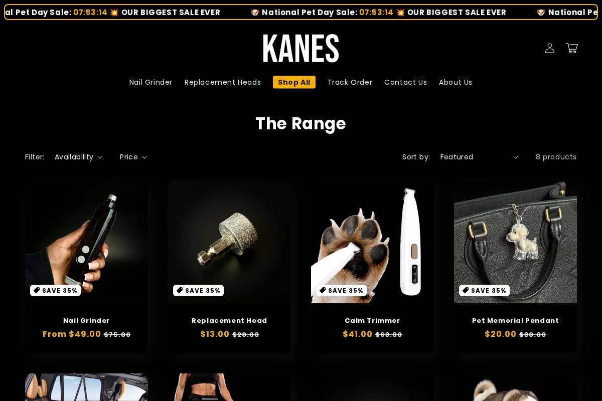 shopkanes.com homepage screenshot