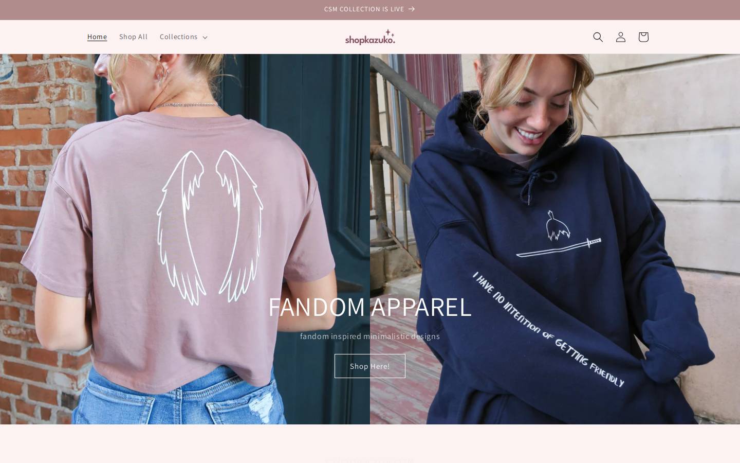 shopkazuko.com homepage screenshot
