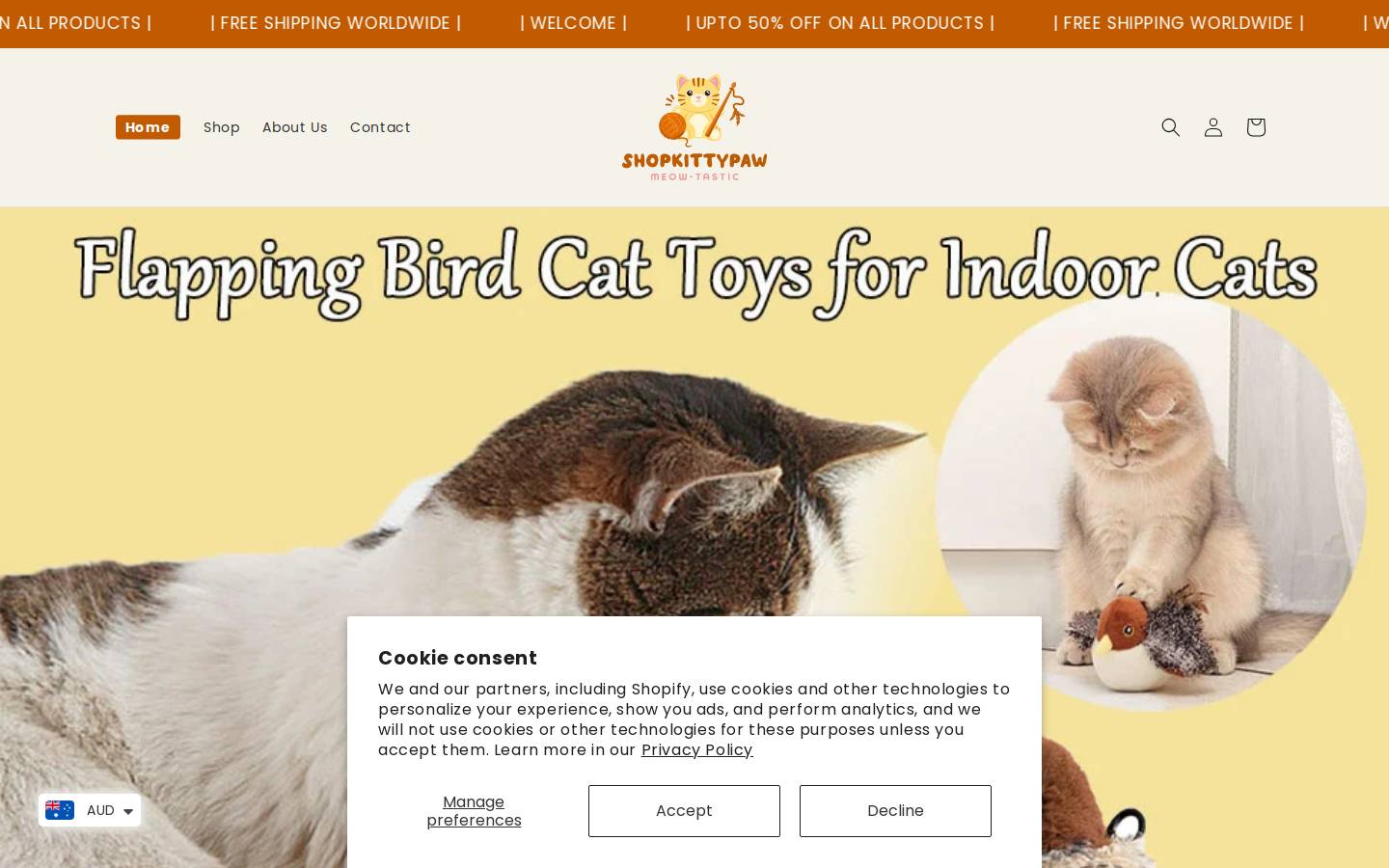 shopkittypaw.com homepage screenshot