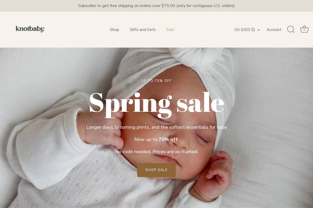 shopknotbaby.com homepage screenshot