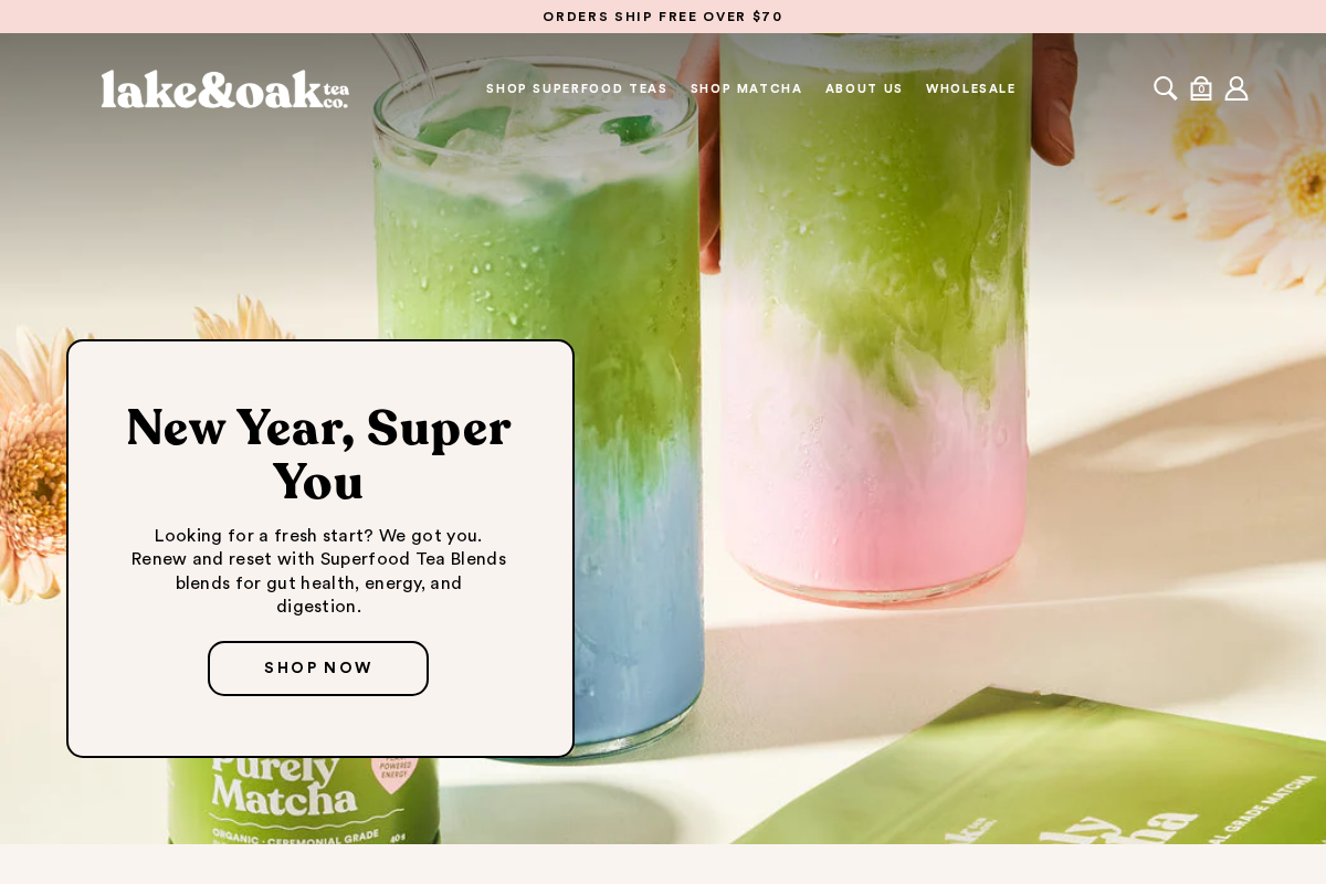 Lake & Oak Tea Co. homepage screenshot