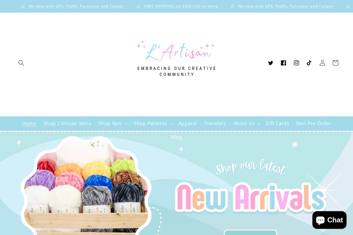 shoplartisan.com homepage screenshot