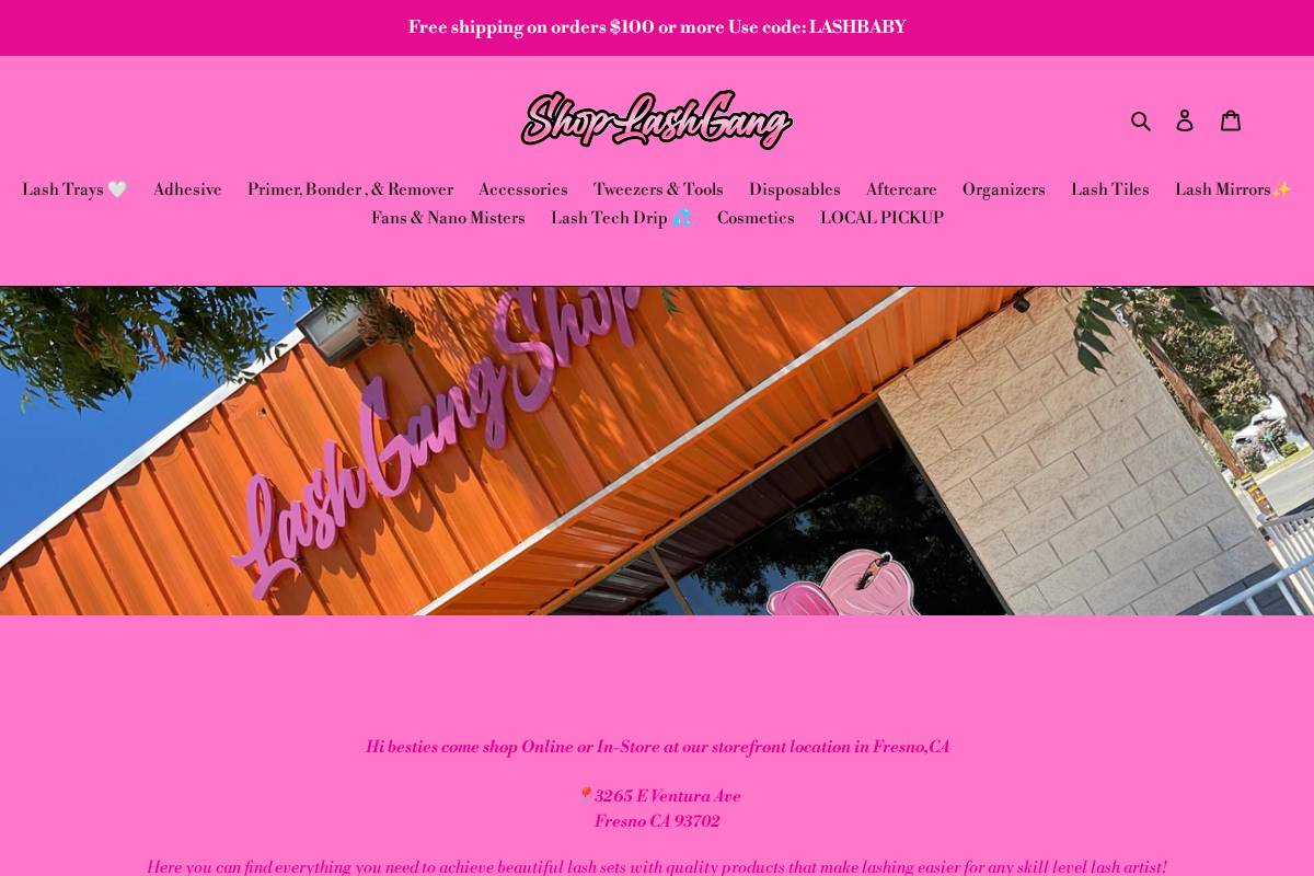 shoplashgang.com homepage screenshot