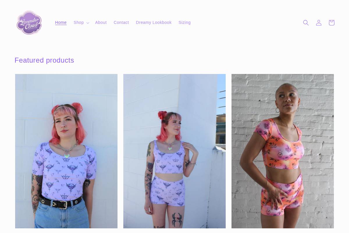 shoplavendercloud.com homepage screenshot