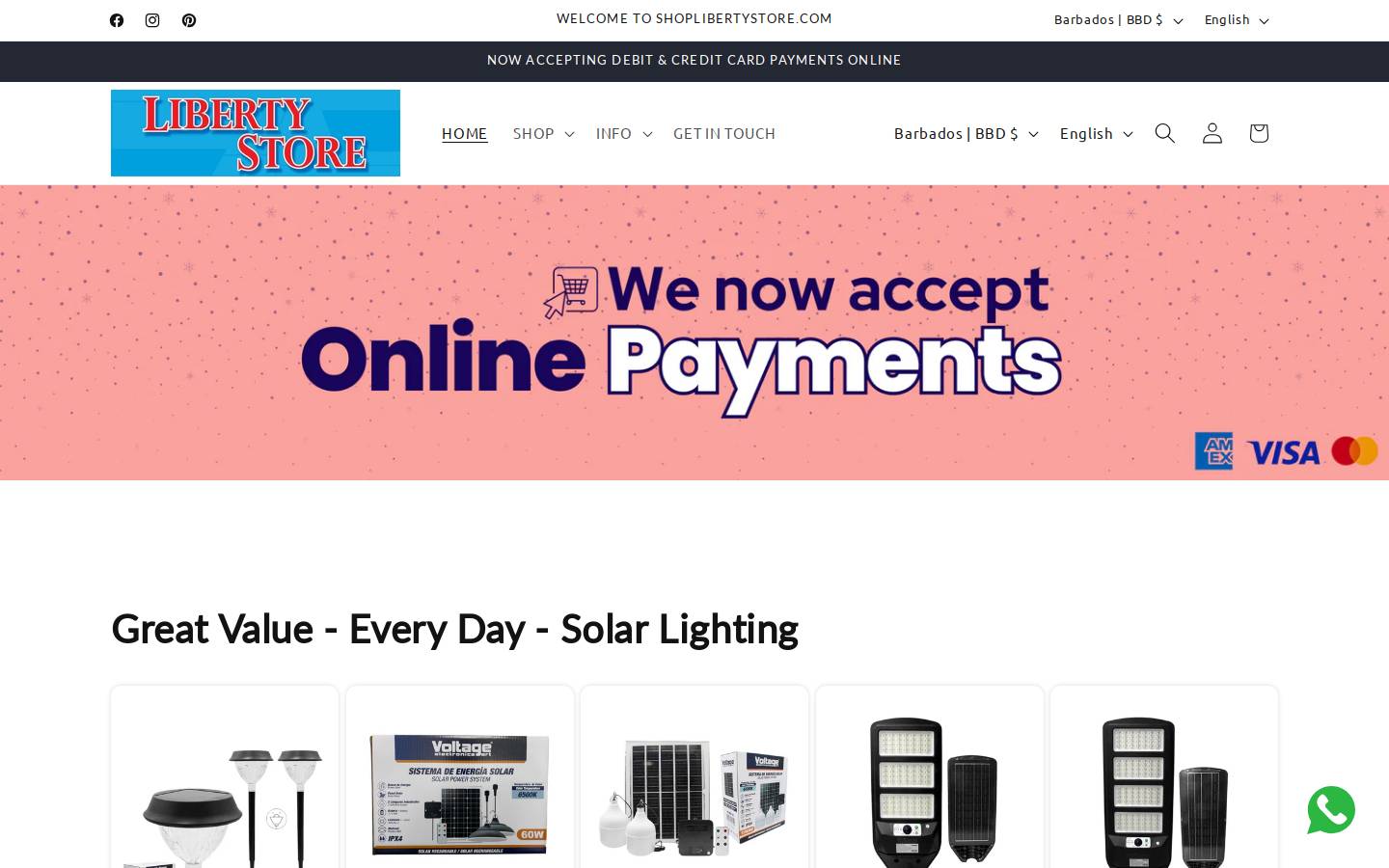 shoplibertystore.com homepage screenshot