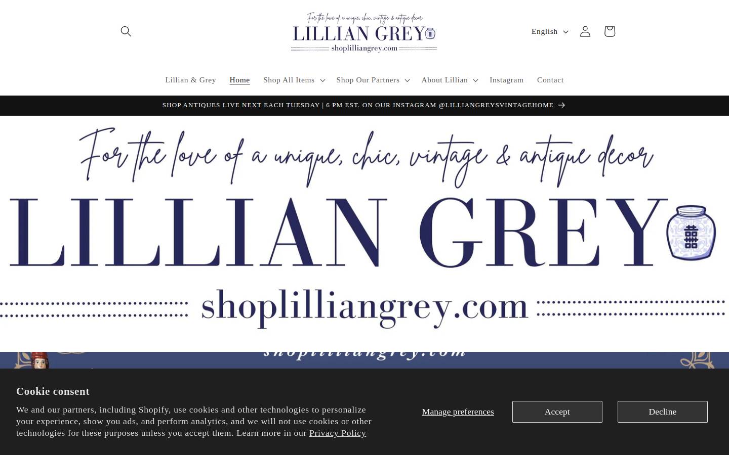 shoplilliangrey.com homepage screenshot