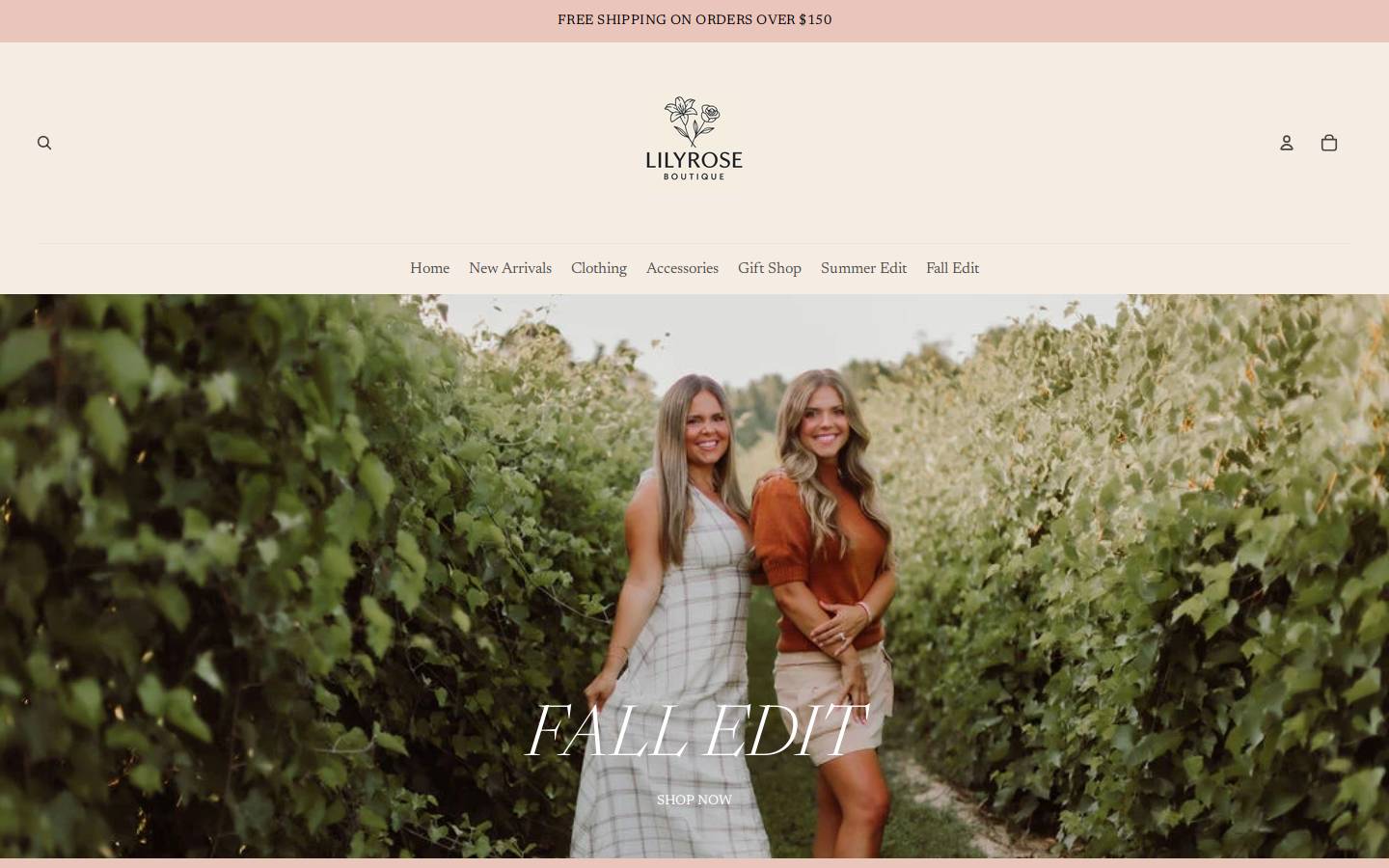 shoplilyroseboutique.com homepage screenshot