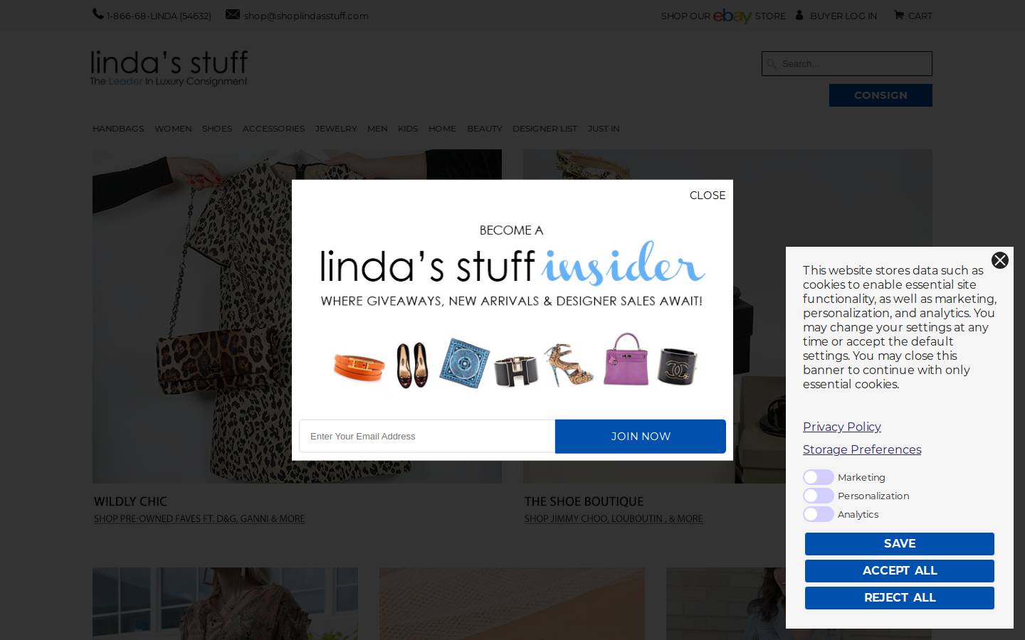 Linda's Stuff homepage screenshot