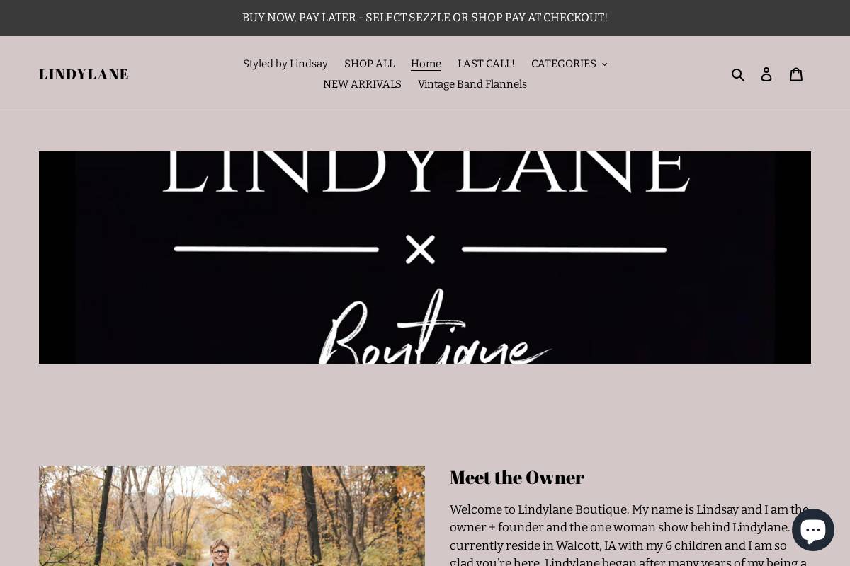 shoplindylane.com homepage screenshot