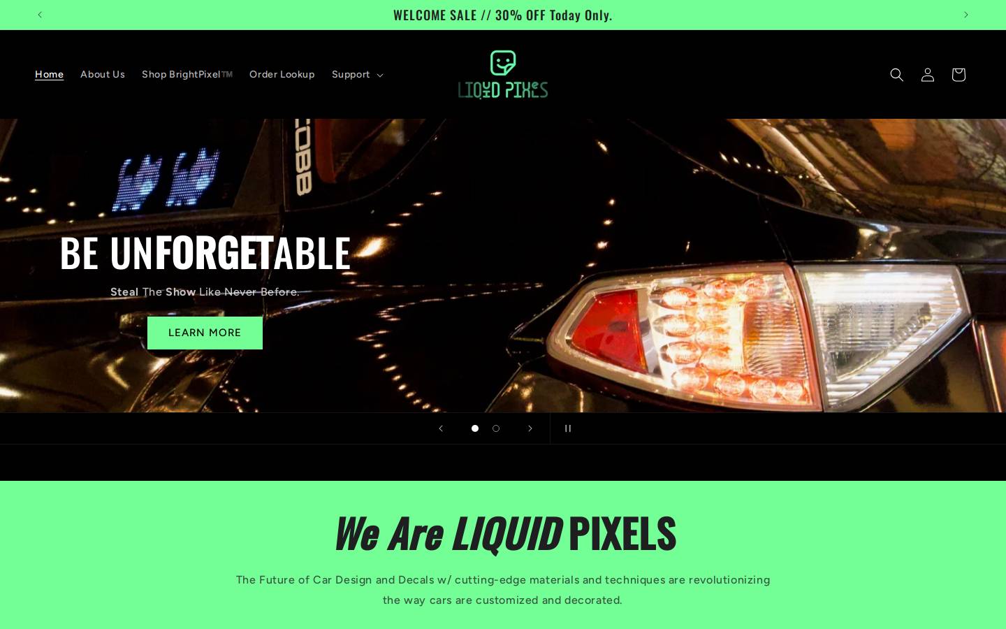 shopliquidpixels.com homepage screenshot