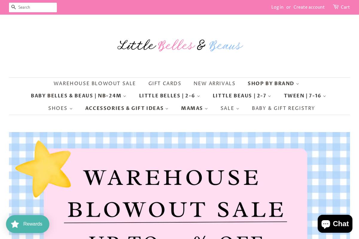 shoplittlebellesandbeaus.com homepage screenshot