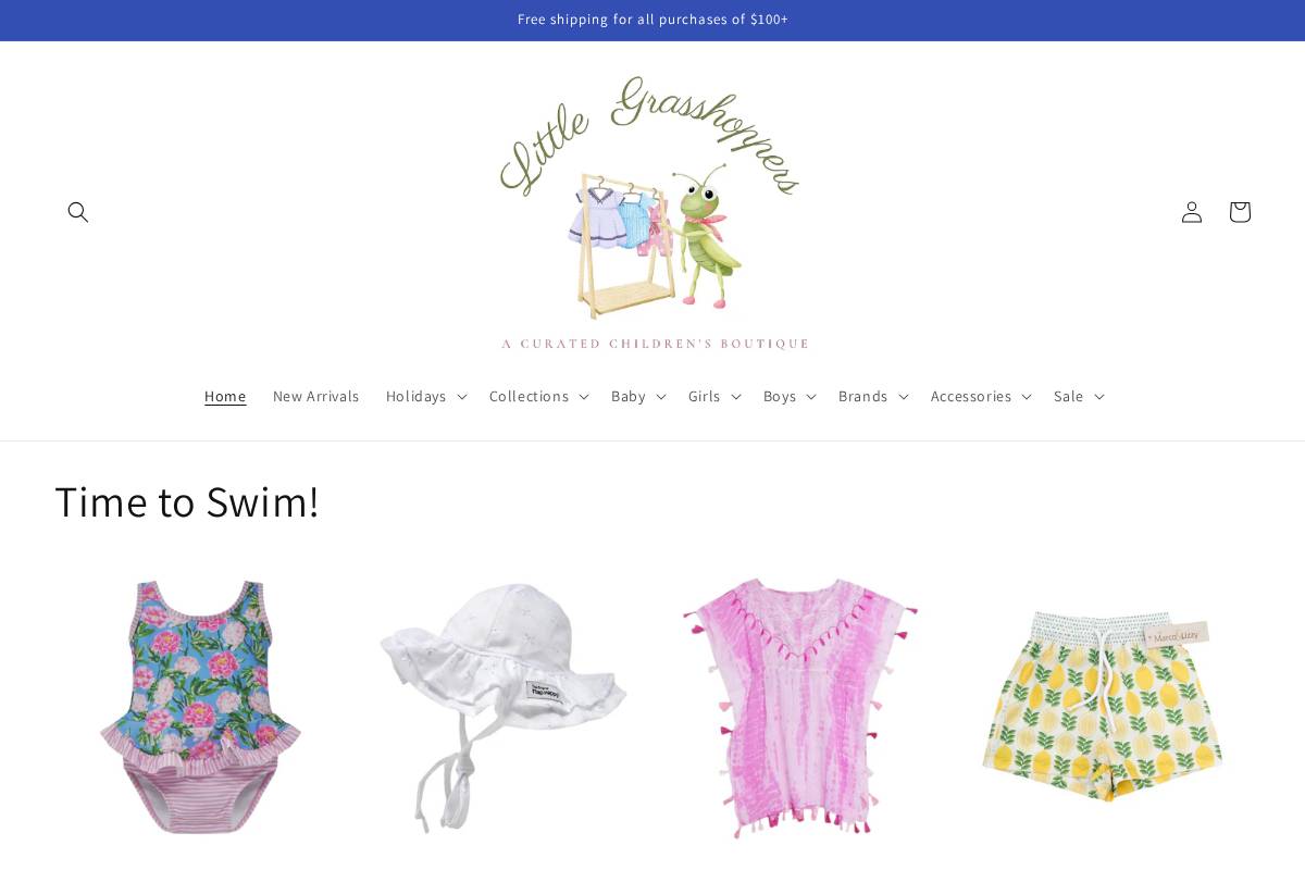 shoplittlegrasshoppers.com homepage screenshot