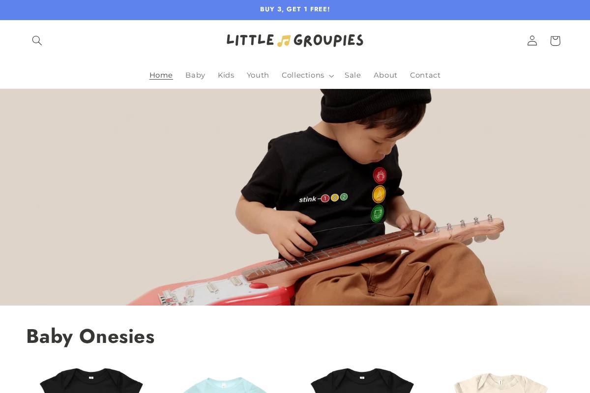 shoplittlegroupies.com homepage screenshot