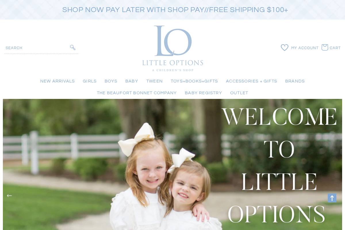 shoplittleoptions.com homepage screenshot