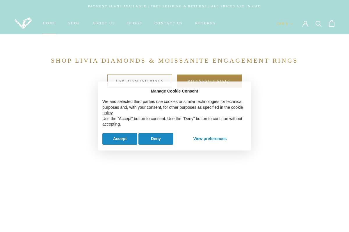 Shopliviadiamonds homepage screenshot