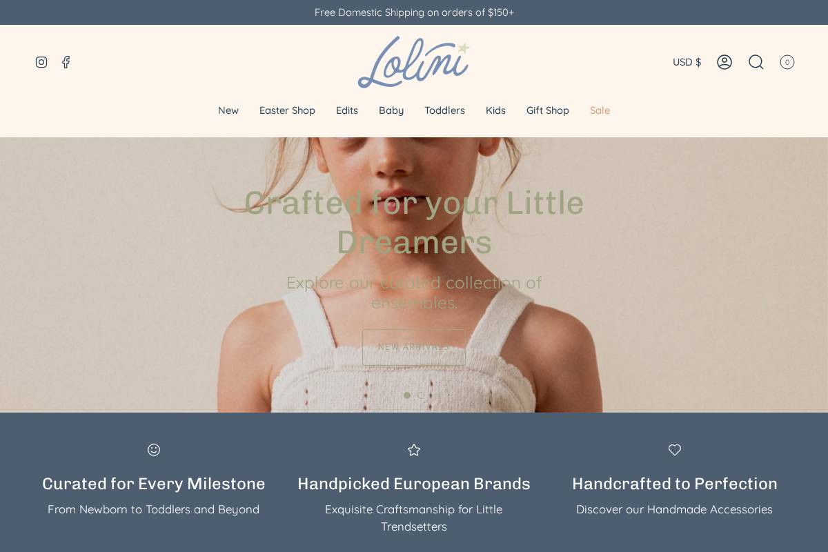 shoplolini.com homepage screenshot