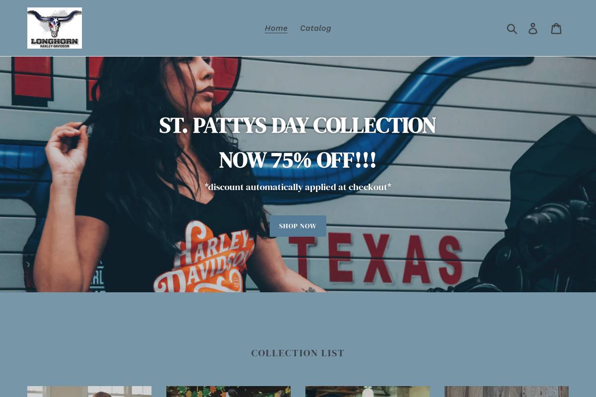 shoplonghornharley.com homepage screenshot
