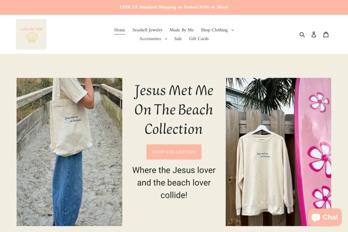 shoploveherwild.com homepage screenshot