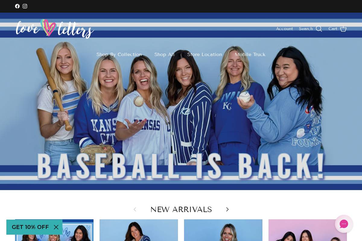 shoploveletters.com homepage screenshot