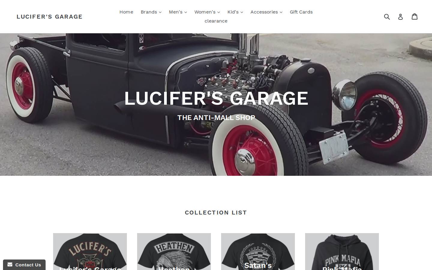 shoplucifersgarage.com homepage screenshot