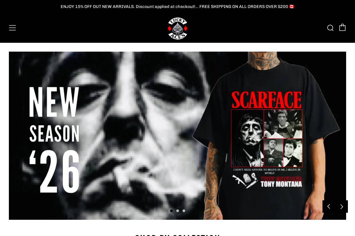 shopluckyaces.com homepage screenshot