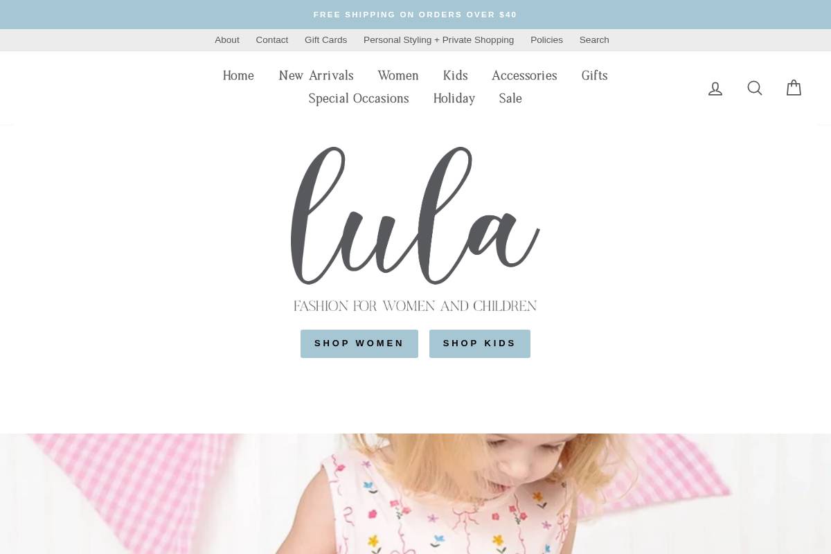 shoplulaboutique.com homepage screenshot