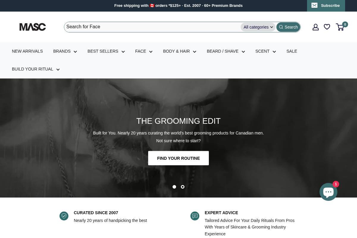 Shopmasc homepage screenshot