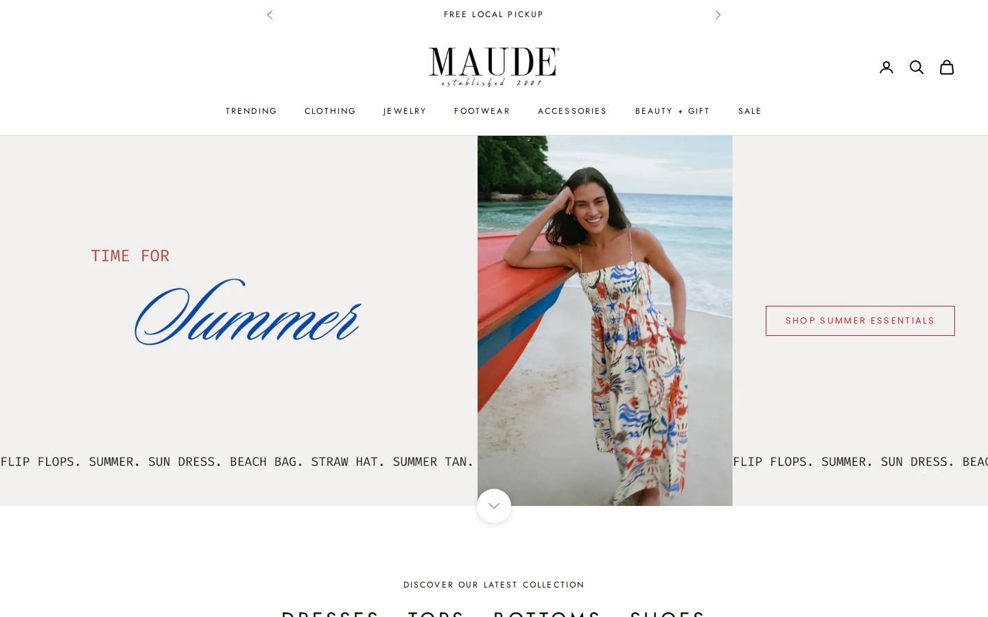 shopmaude.com homepage screenshot